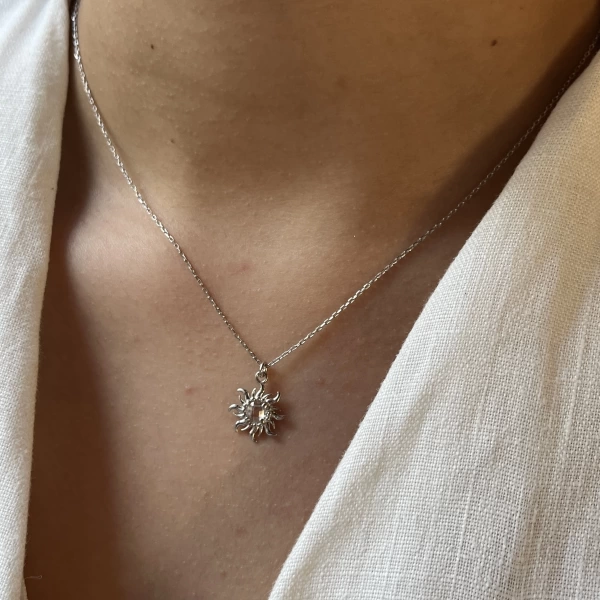 Minimal Güneş Kolye I 925 Gümüş