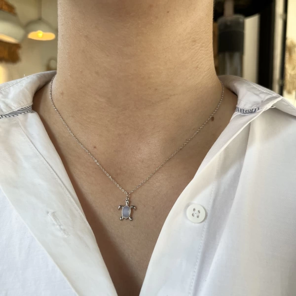Minimal Tosbağa Kolye I 925 Gümüş
