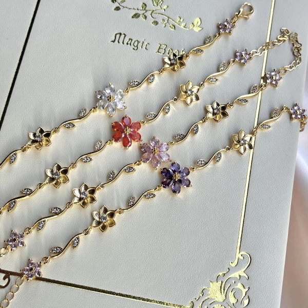 Mor Prenses Çiçeği Bileklik