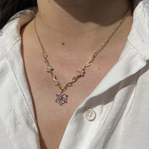 Mor Prenses Çiçeği Violet Kolye