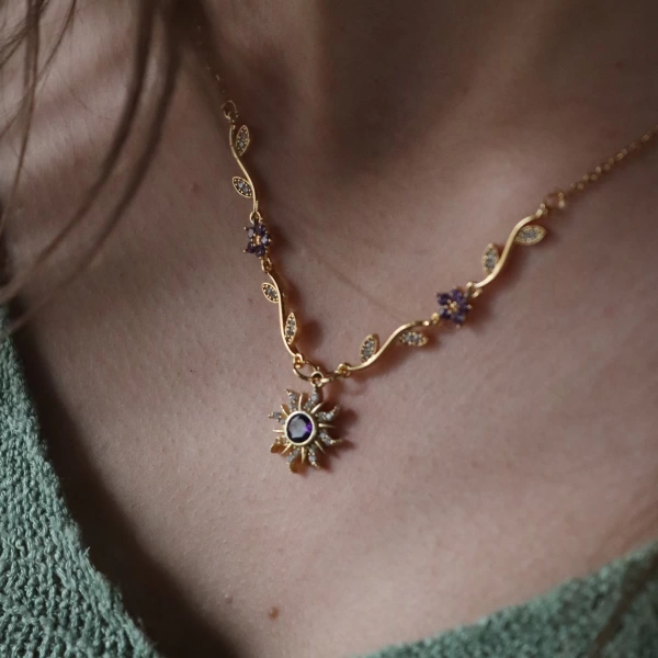Mor Rapunzel Sunset Bloom Kolye
