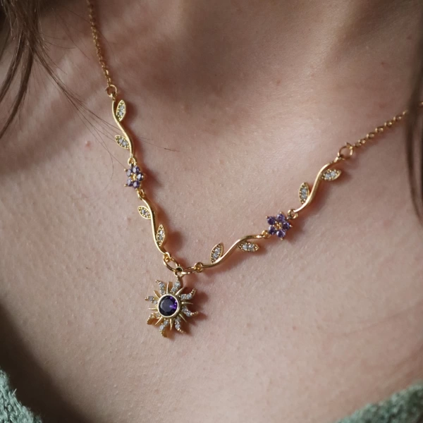Mor Rapunzel Sunset Bloom Kolye