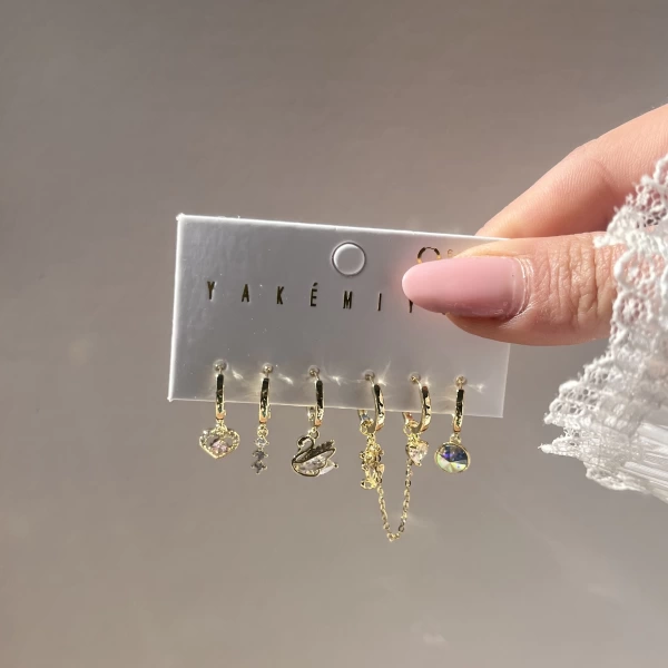 Kalp ve Kuğu Motifli Küpe Takımı I Xuping