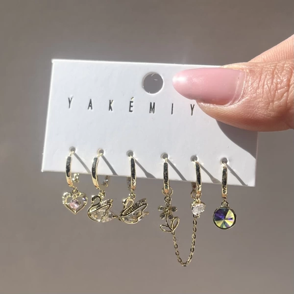 Kuğu ve Çiçek Motifli Küpe Takımı I Xuping