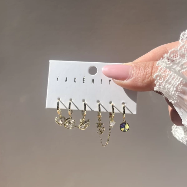 Kuğu ve Çiçek Motifli Küpe Takımı I Xuping