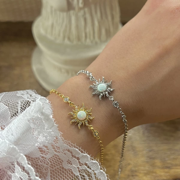 Opal Taşlı Rapunzel Güneş Bileklik I 925 Gümüş