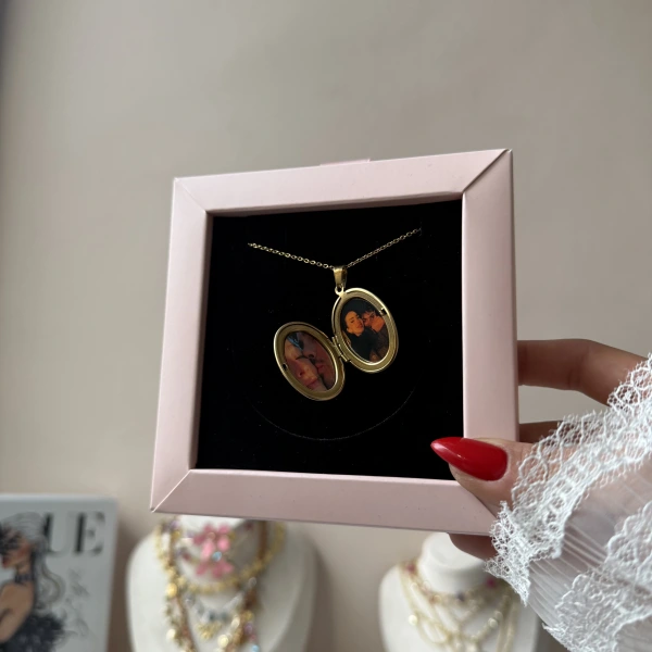 Oval Fotoğraflı Kolye