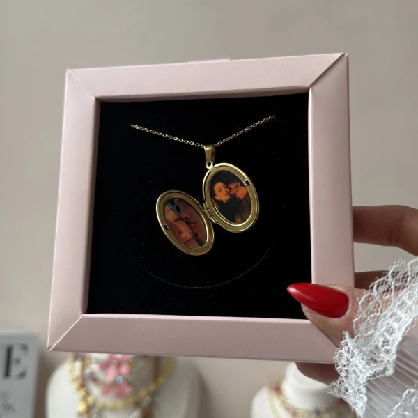 Oval Fotoğraflı Kolye