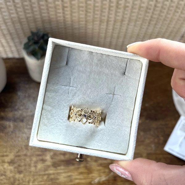 Oymalı Vintage Yüzük I 14 Altın Kaplama