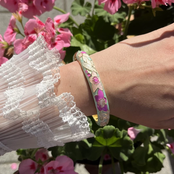 Pastel Kalın Mix Pembe Lotus Mineli Bileklik