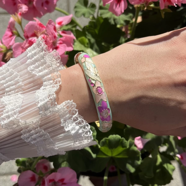 Pastel Kalın Mix Pembe Lotus Mineli Bileklik