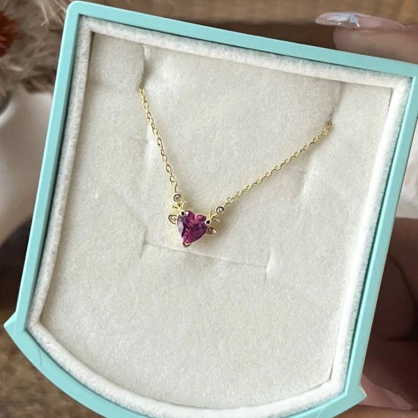 Pembe Kalp Kolye I 925 Gümüş