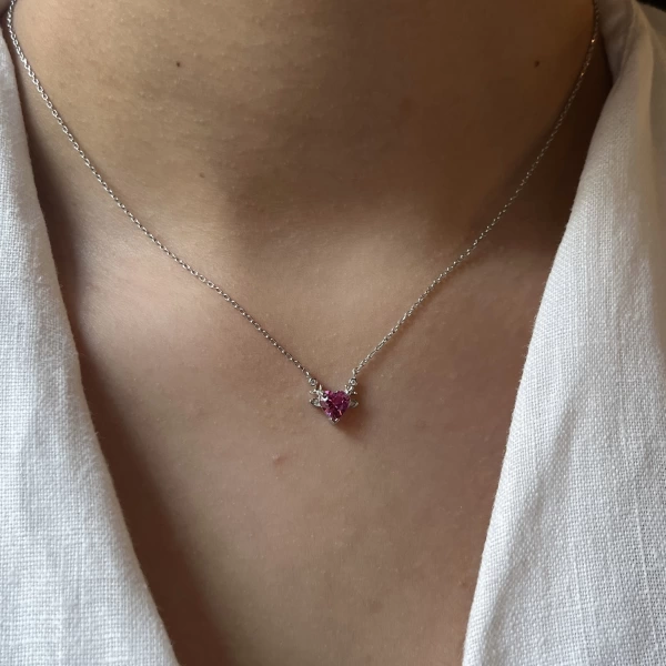 Pembe Kalp Kolye I 925 Gümüş