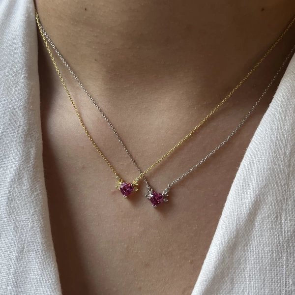 Pembe Kalp Kolye I 925 Gümüş