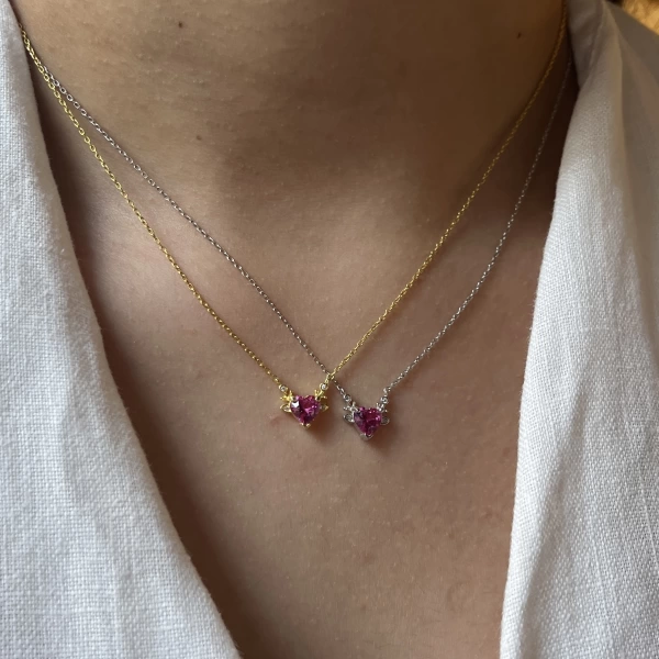 Pembe Kalp Kolye I 925 Gümüş