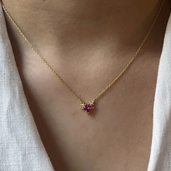 Pembe Kalp Kolye I 925 Gümüş