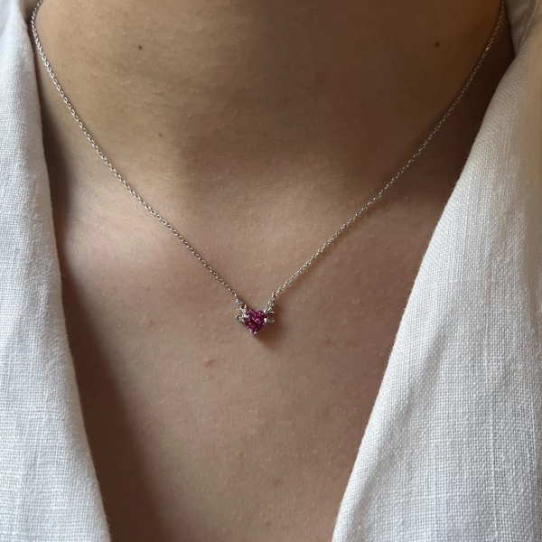 Pembe Kalp Kolye I 925 Gümüş