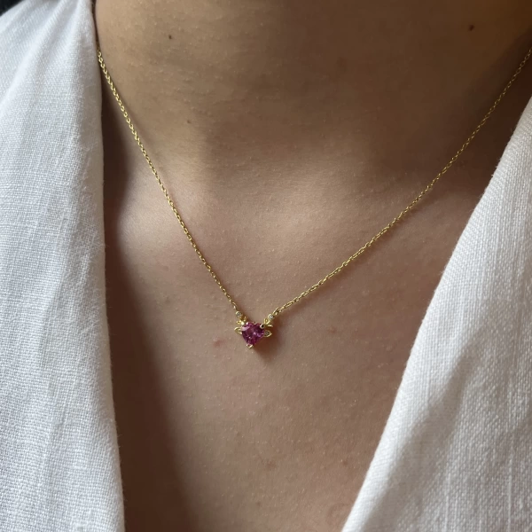 Pembe Kalp Kolye I 925 Gümüş