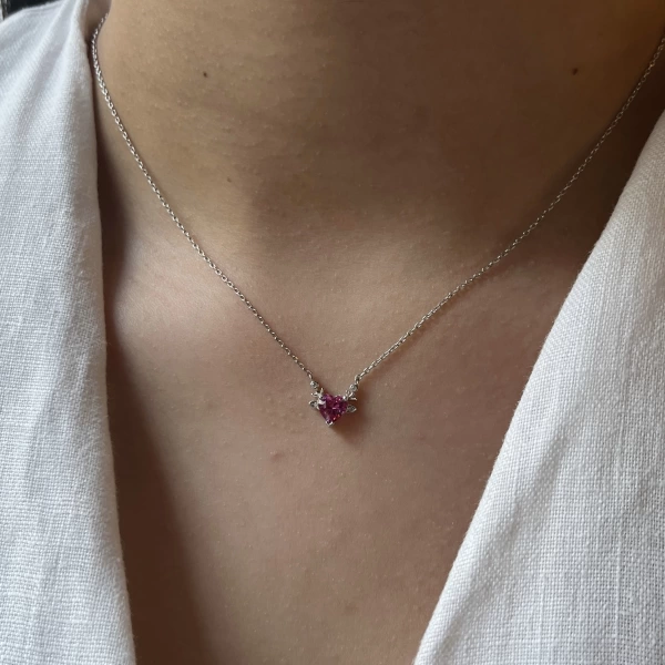 Pembe Kalp Kolye I 925 Gümüş