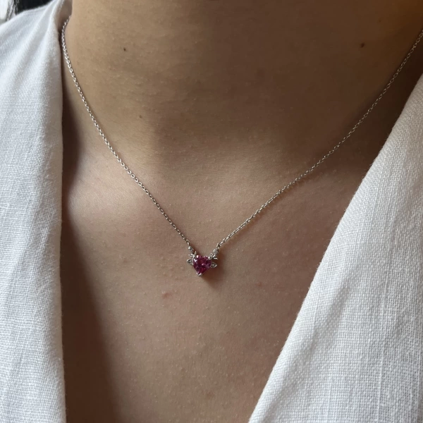 Pembe Kalp Kolye I 925 Gümüş