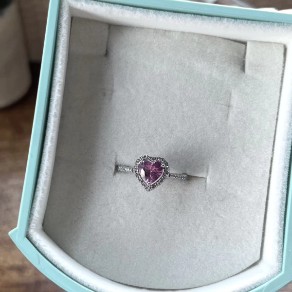 Pembe Kalp Yüzük I 925 Gümüş