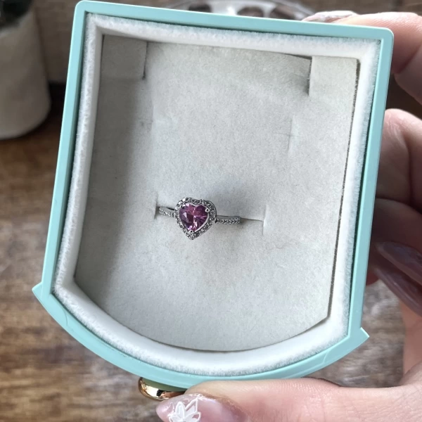 Pembe Kalp Yüzük I 925 Gümüş
