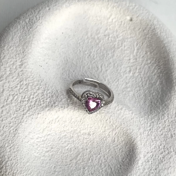 Pembe Kalp Yüzük I 925 Gümüş