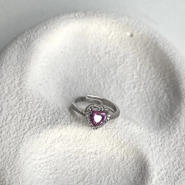 Pembe Kalp Yüzük I 925 Gümüş