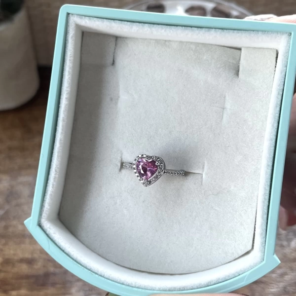 Pembe Kalp Yüzük I 925 Gümüş