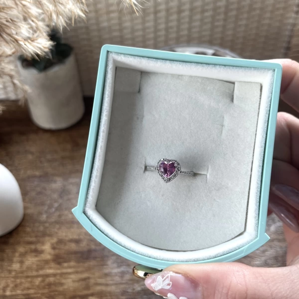 Pembe Kalp Yüzük I 925 Gümüş