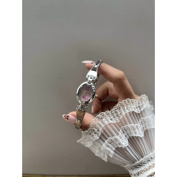 Pembe Kelebek Vintage Saat