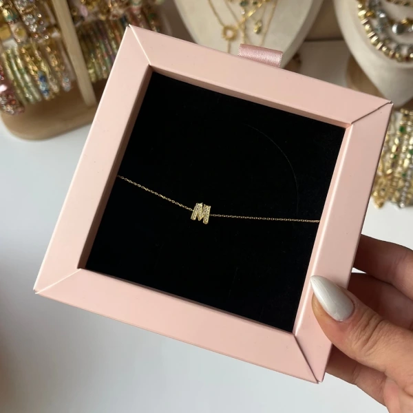 Pırlanta Harfli Kişiye Özel Gümüş Kolye