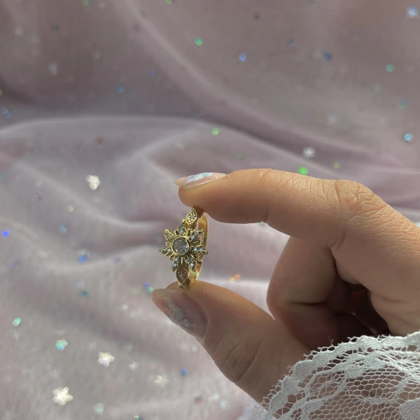 Rapunzel Güneş Motifli Yüzük I 14K Altın Kaplama