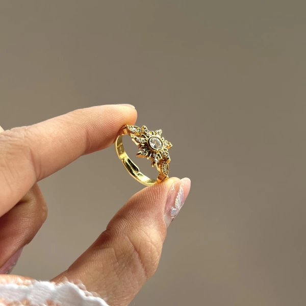 Rapunzel Güneş Motifli Yüzük I 14K Altın Kaplama
