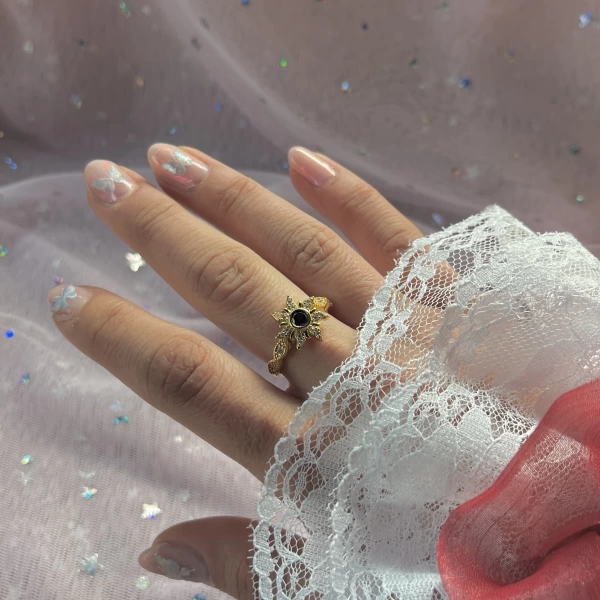 Rapunzel Güneş Motifli Yüzük I 14K Altın Kaplama