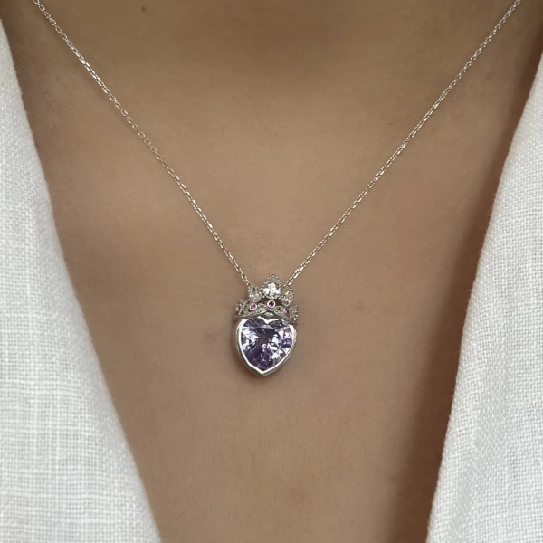 Rapunzel Taç ve Kalp Kolye I 925 Gümüş