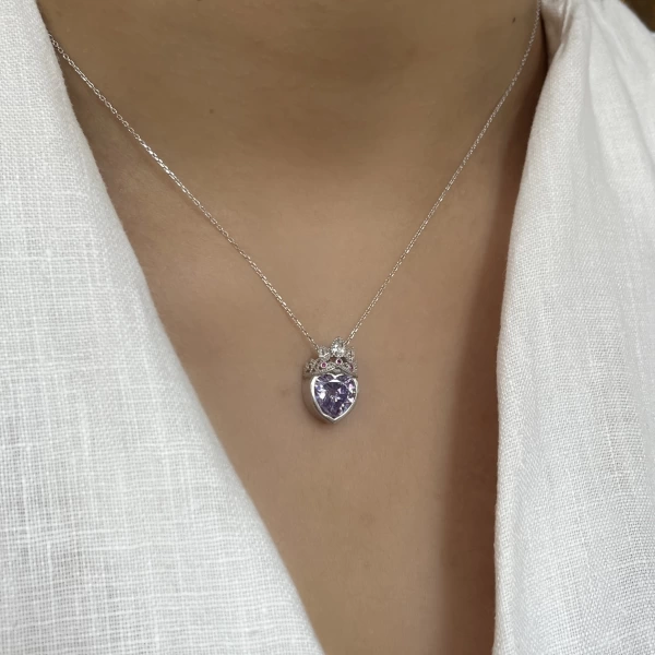Rapunzel Taç ve Kalp Kolye I 925 Gümüş