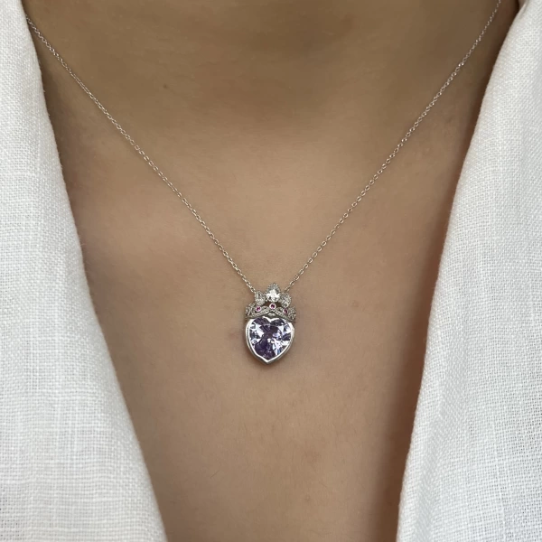 Rapunzel Taç ve Kalp Kolye I 925 Gümüş