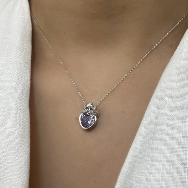 Rapunzel Taç ve Kalp Kolye I 925 Gümüş
