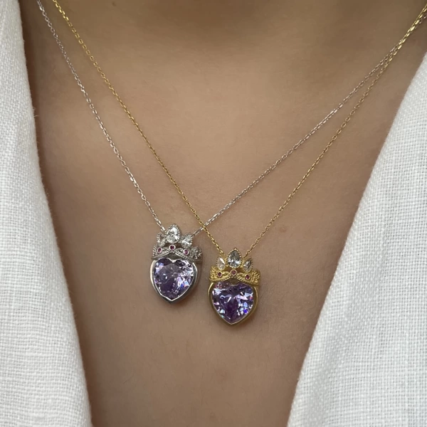 Rapunzel Taç ve Kalp Kolye I 925 Gümüş