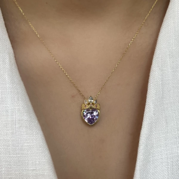 Rapunzel Taç ve Kalp Kolye I 925 Gümüş