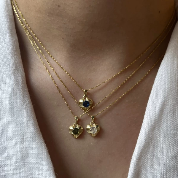 Taşlı Minimal Kalp Kolyeler | 925 Gümüş