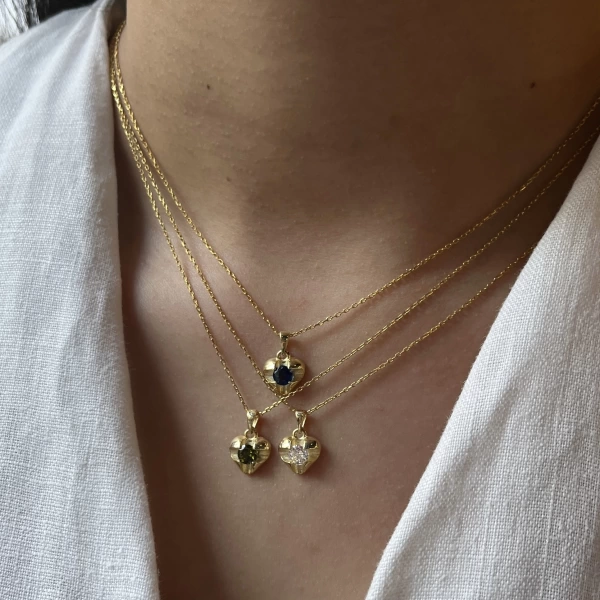Taşlı Minimal Kalp Kolyeler | 925 Gümüş