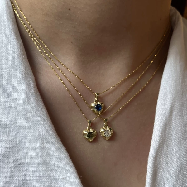 Taşlı Minimal Kalp Kolyeler | 925 Gümüş