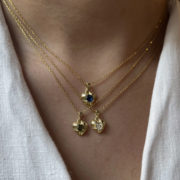 Taşlı Minimal Kalp Kolyeler | 925 Gümüş