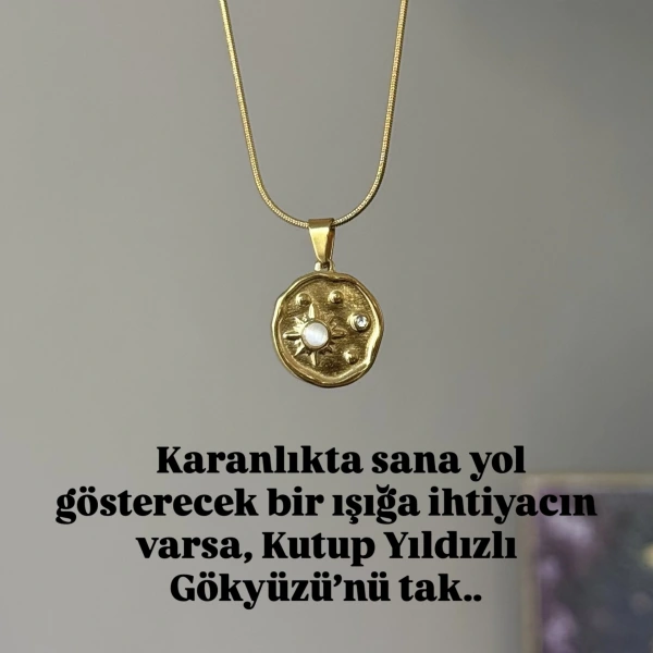 Vintage Kuzey Yıldızı Taşlı Kolye