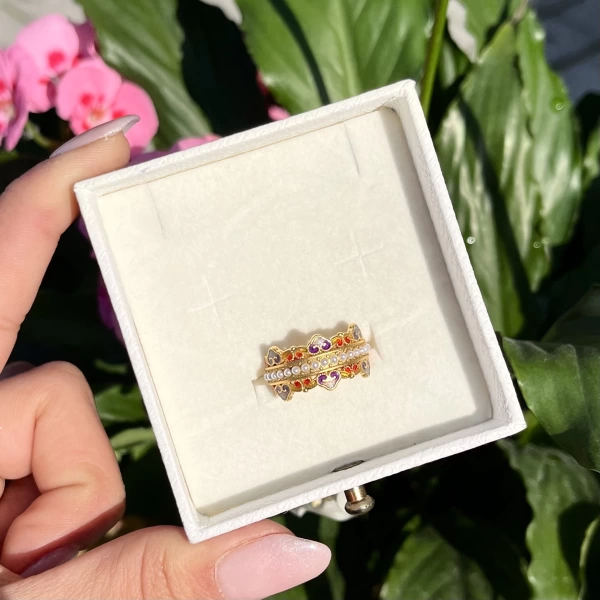 İncili Antik Vintage Yüzük I Ham Pirinç