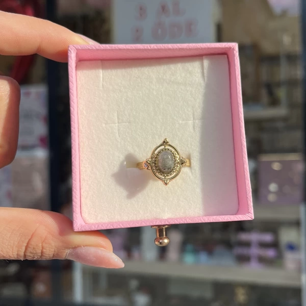 Duman Taşlı Çerçeve Vintage Yüzük