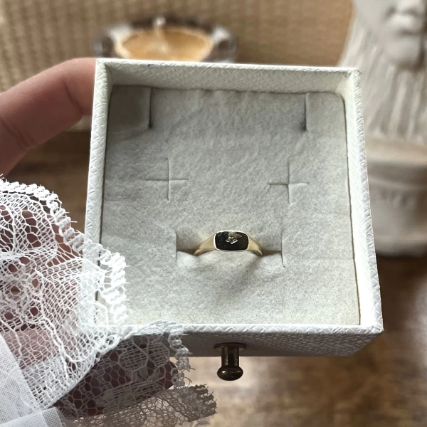 Yıldızlı Dörtgen Baby Vintage Yüzük I 14 Altın Kaplama