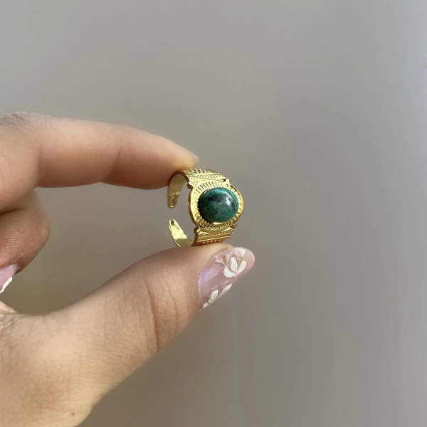 Yeşil Taşlı Vintage Yüzük